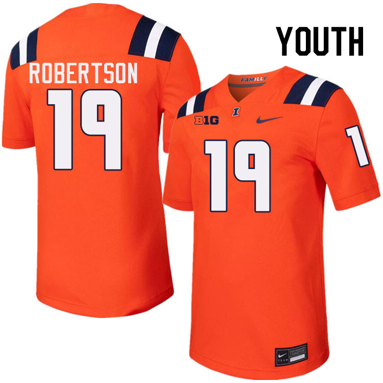 Youth #19 Hugh Robertson Illinois Fighting Illini College Football Jerseys Stitched-Orange